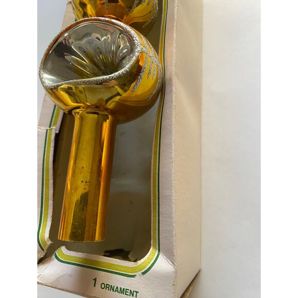 Vintage 11" Gold and Silver‎ Glitter Glass Indent Tree Topper Christmas Rauch 92 - Picture 3 of 9